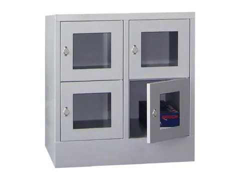 lockerkast,HxBxD 855x800x500mm,2x2vakken,RAL7035,front RAL5010