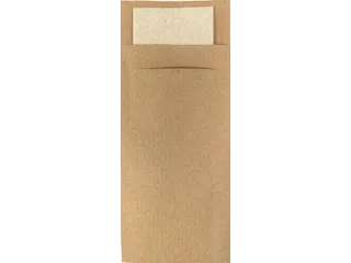 Bestekzakje IEZZY 190x85mm kraft met gerecycled servet 500 stuks - 2
