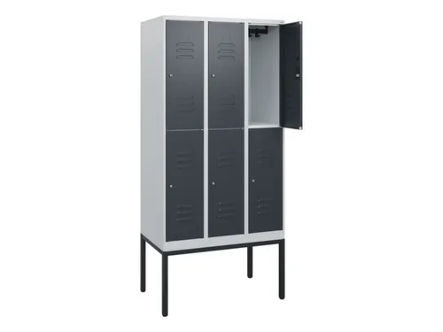 dubbeldekse locker,HxBxD 1950x900x500mm,3x2vak.,vak B 300mm,cil.-slot