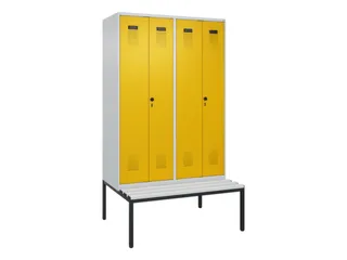 PBM-locker met bank,HxBxD 2120x1200x815mm,4vak,vak B 300mm - 2