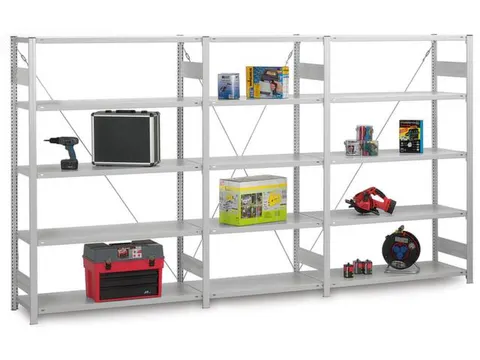 magazijnstelling,basis+2xaanbouw,HxBxD 2000x3680x335mm,vakl. 150kg