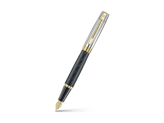 Vulpen Sheaffer 300 E9347 F Engraved matt black shiny chrome cap