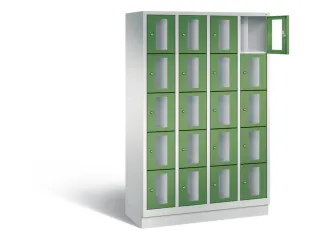 Lockerkast 1800x1190x500mm 4x5 vakken Cilinderslot, Sokkel, RAL6011 - 1