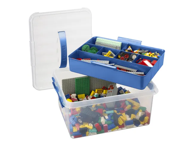 Q-line opbergbox 15L met bakje transparant blauw - 40x30x18cm
