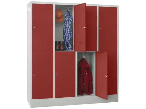 lockerkast,HxBxD 1850x1600x500mm,4x2vakken,RAL7035,front RAL3000