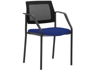 Stapelstoel,4Voeten Zwart,M. Armleuningen,Zitting Stof Middenblauw - 2