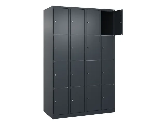 lockerkast,HxBxD 1850x1200x500mm,4x4vakken,vak B 300mm,cil.-slot