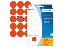 HERMA 2276 Multipurpose etiketten Rond 32mm Fluor Rood 360 stuks