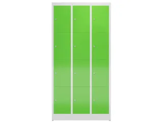 Lockerkast 1800x870x500mm 3x4 vakken cilinderslot, sokkel, RAL6018 - 2