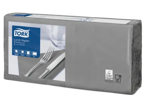 Lunch Servetten Grijs 2-laags 33x33cm 1/4 vouw doos 10x200 stuks