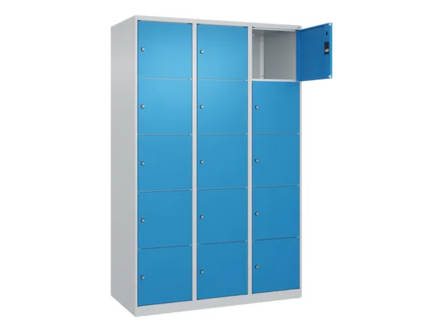 lockerkast,HxBxD 1850x1200x500mm,3x5vakken,vak B 400mm,cil.-slot