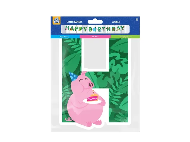Letterslinger Happy Birthday Jungle Groen 2,5 meter
