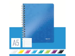 Notitieboek Leitz WOW A5 spiraal PP lijn blauw - 2