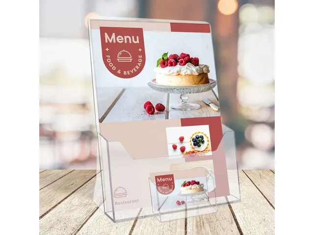 Folderhouder Europel A4 met visitekaarthouder transparant