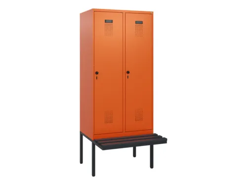 locker met bank,HxBxD 1950x800x815mm,2vak,vak B 400mm,draaigrendel