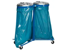 Dubbele Afvalverzamelaar Blauw Verrijdbaar 1020x860x500mm 120 Liter