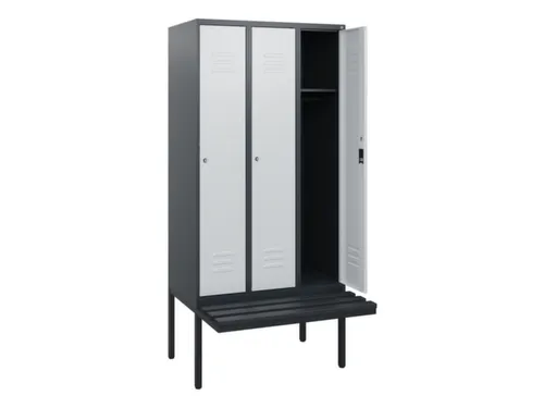 locker met bank,HxBxD 1950x900x815mm,3vak,vak B 300mm,cil.-slot