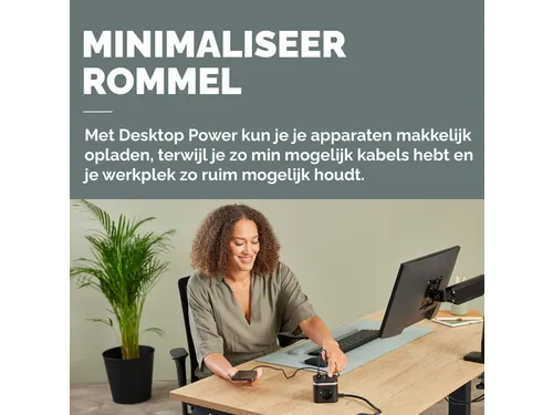 Stekkerblok Fellowes Power Cube F 3-voudig 1xUSB-A 2xUSB-C 2m zwart