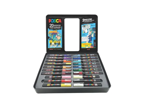 Paintmarker Uni POSCA Manga Hero assorti koffer 20 stuks