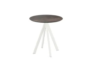 bistrotafel,HxØ 730x700mm,rond,4voeten wit,blad HPL Riverwashed Wood - 1