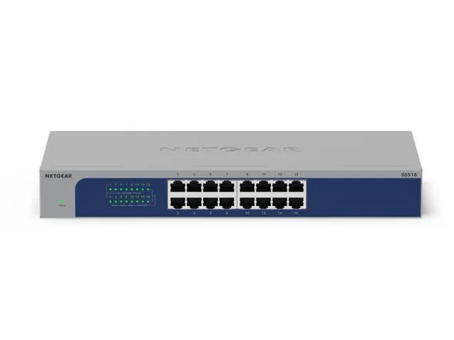 NETGEAR GS516-300EUS, Unmanaged, Gigabit Ethernet (10/100/1000), Rack-