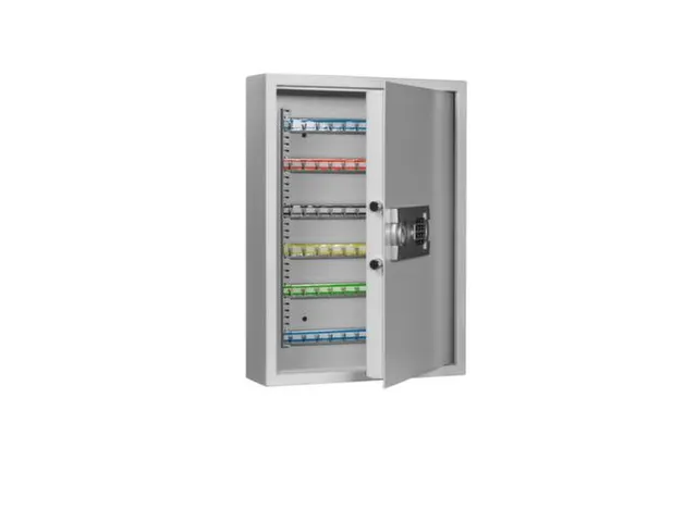 sleutelkast,120haak,HxBxD 630x460x130mm,romp RAL7035,front RAL7035