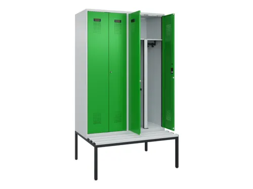 PBM-locker met bank,HxBxD 2120x1200x815mm,4vak,vak B 300mm