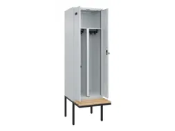 PBM-locker met bank,HxBxD 2120x600x815mm,2vak,vak B 300mm,draaigrendel
