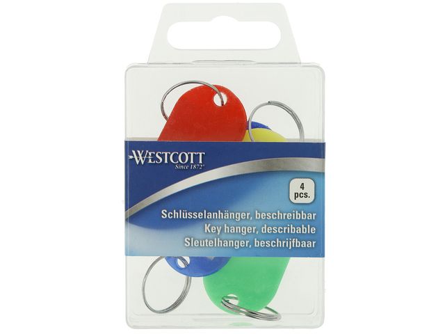 Sleutelhanger Westcott ass. 4st. in plastic box. Met verwisselbaar eti | Sleutelkastjes.nl