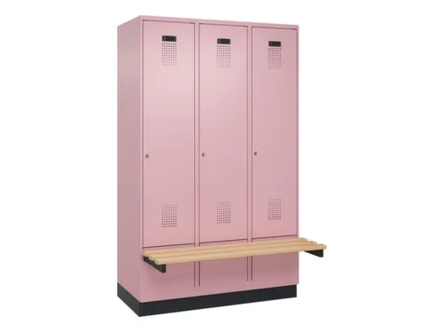 locker met bank,HxBxD 1950x1200x815mm,3vak,vak B 400mm,cilinderslot