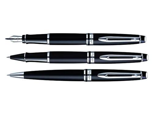 Balpen Waterman Expert Matt Black CT Medium Blauwe inkt