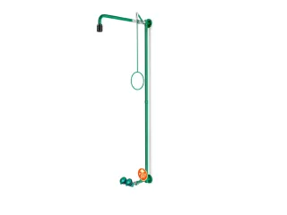 plens-/oogdouche,m. 2sproeikoppen vast,RVS/messing,groen,wandmontage - 1