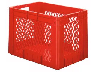 Euronorm Stapelkrat 420x600x400mm 80l Opengewerkt/Bodem Gesl. Rood - 1