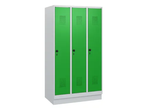schoollocker,HxBxD 1630x900x500mm,3vak,vak B 300mm,draaigrendel,sokkel