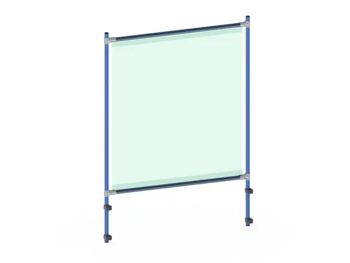 anti-speekselscherm,pvc-folie,glashelder,frame staal RAL5007