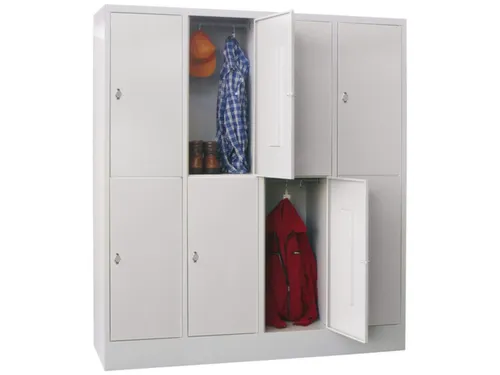lockerkast,HxBxD 1850x1600x500mm,4x2vakken,RAL7035,front RAL6011