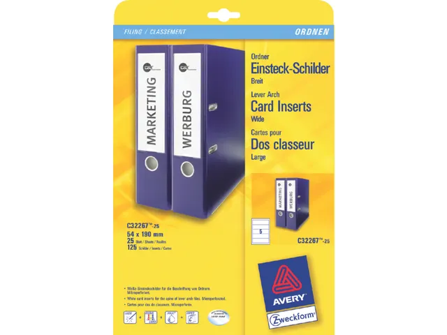 Etiquette dorsale Avery Large 54x190mm blanc