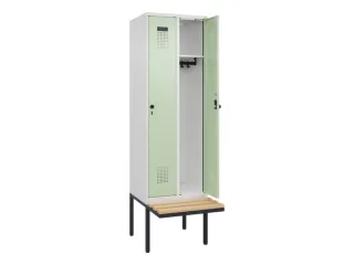 locker met bank,HxBxD 2120x600x815mm,2vak,vak B 300mm,draaigrendel - 2
