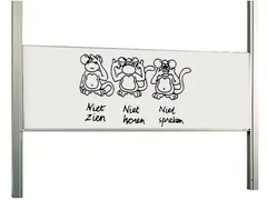 Schoolbord Enkelvlaksbord 100x300cm Verstelbaar Kolom Wit Emaille