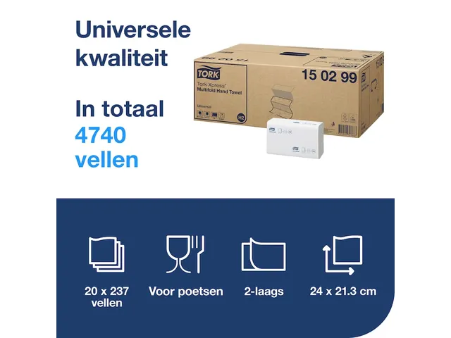 Tork 150299 Xpress Handdoek Universal H2 Multifold 2-laags Pallet