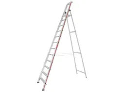 trapladder,eenzijdig,12treden,stand H 2,78m,balk L 3,7m,aluminium