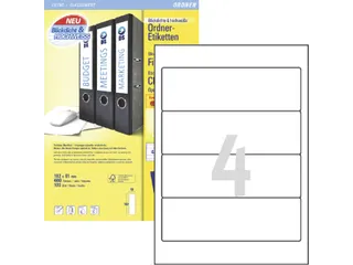 Rugetiket Avery Zweckform breed 61x192mm zelfklevend wit L4761-100 - 2