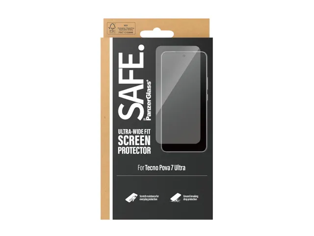 PanzerGlass SAFE. by Screen Protector w. Black Frame Tecno Pova 7 U