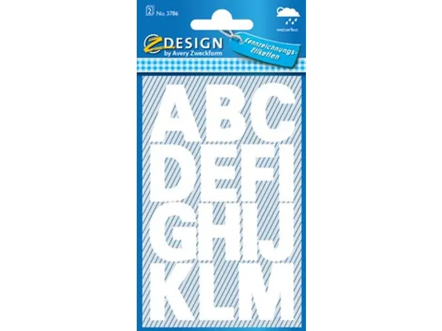 Avery Etiketten cijfers en letters A-Z 2 wit waterbestendig