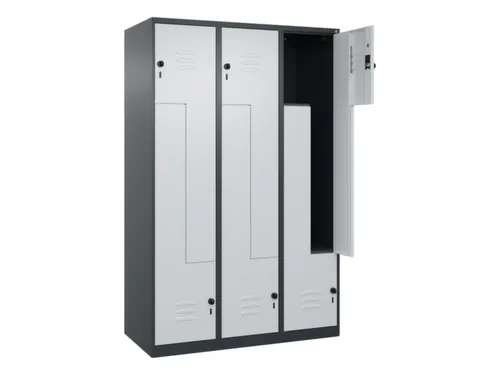 Z-garderobekast,HxBxD 1850x1200x500mm,vak B 200/400mm,draaigrendel