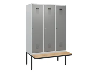 locker met bank,HxBxD 1950x1200x815mm,3vak,vak B 400mm,cilinderslot - 2