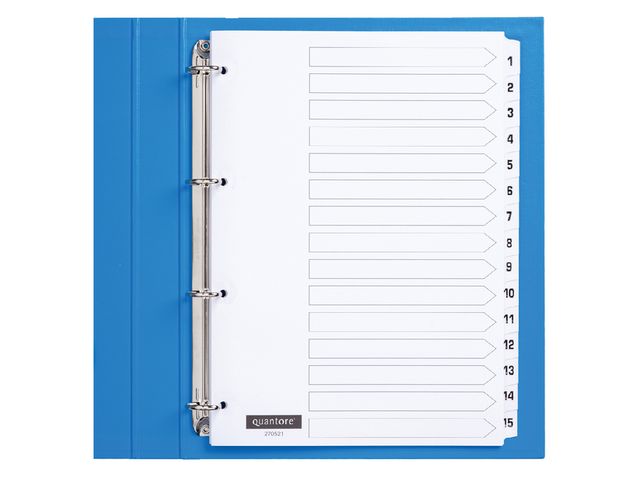 Tabbladen Quantore A4 4-gaats 1-15 genummerd wit karton | RingbandWinkel.be