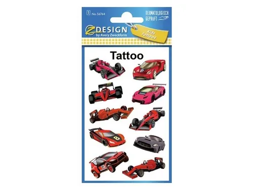 Tattoo etiket Z-design Kids pakje a 1 vel race auto's