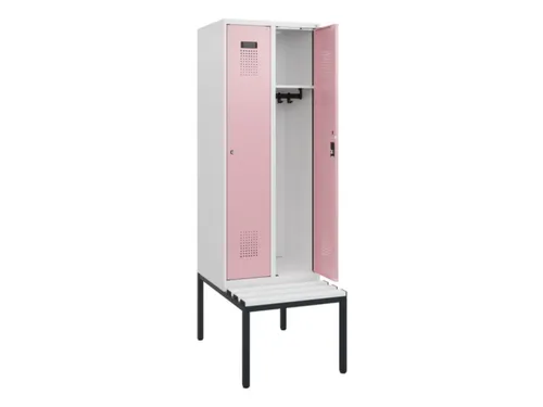 locker met bank,HxBxD 1950x600x815mm,2vak,vak B 300mm,cilinderslot