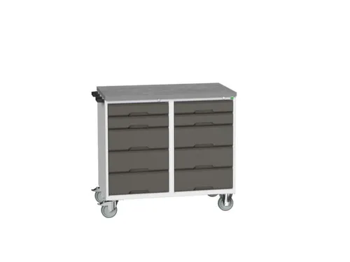 montagetafel 980x1050x600mm linoleumblad 10 laden duwbeugel RAL7016